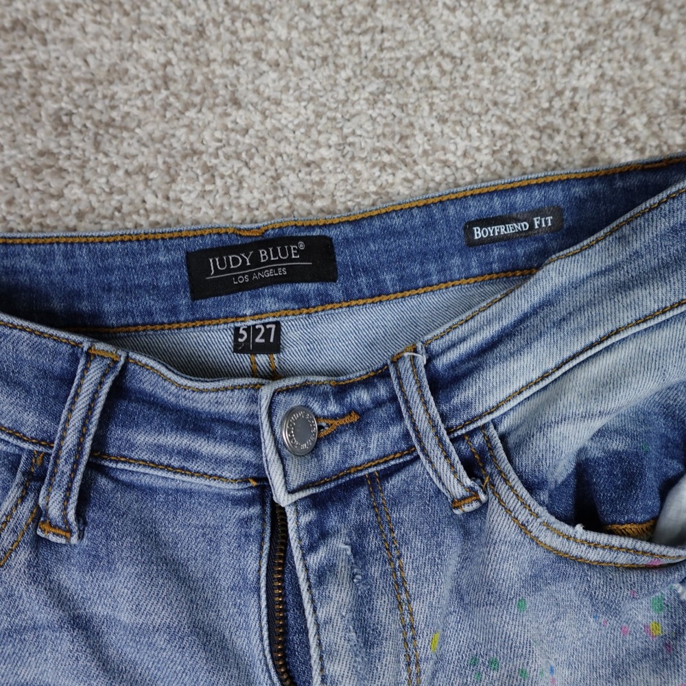 Judy Blue Boyfriend Fit Jeans Women's Size 5/27 Distressed Paint Splatter - Picture 4 of 10